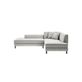**Canapé d'angle moderne en tissu gris avec coussins**